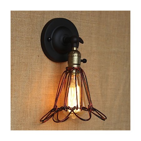 American Industrial Style Fence Iron Net Red Bronze Decorative Wall Sconce