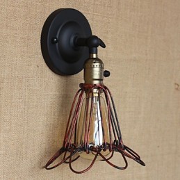 American Industrial Style Fence Iron Net Red Bronze Decorative Wall Sconce