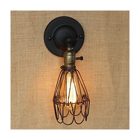 American Industrial Style Fence Rusty Iron Mesh Decorative Wall Sconce