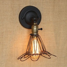 American Industrial Style Fence Rusty Iron Mesh Decorative Wall Sconce