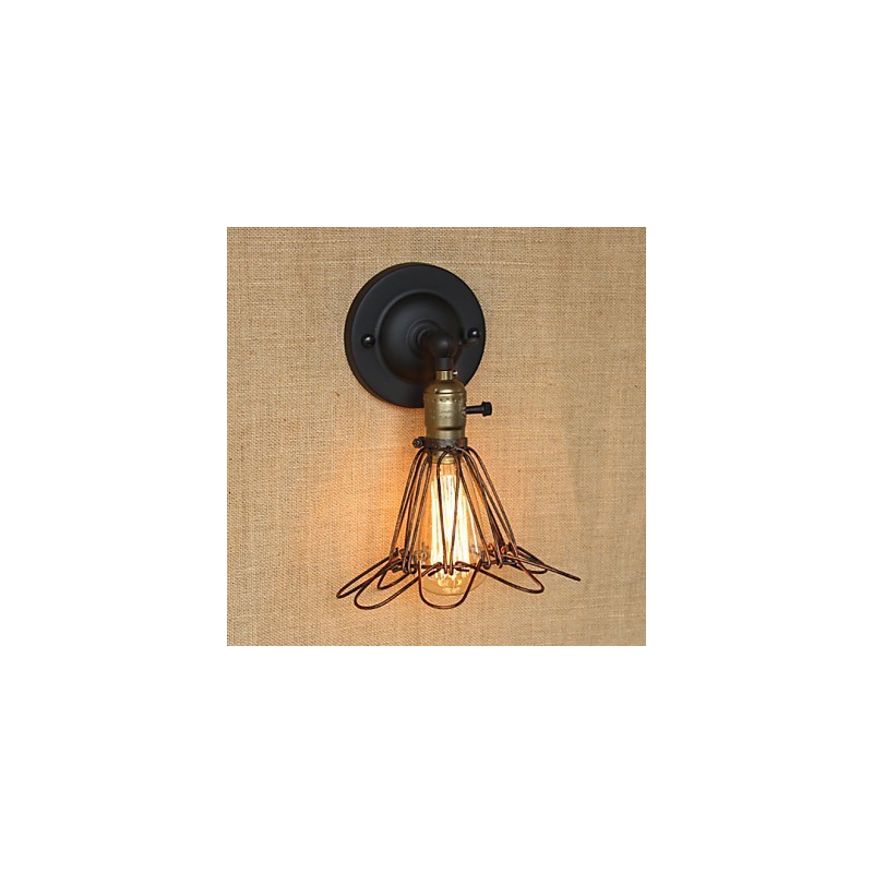 American Industrial Style Fence Rusty Iron Mesh Decorative Wall Sconce