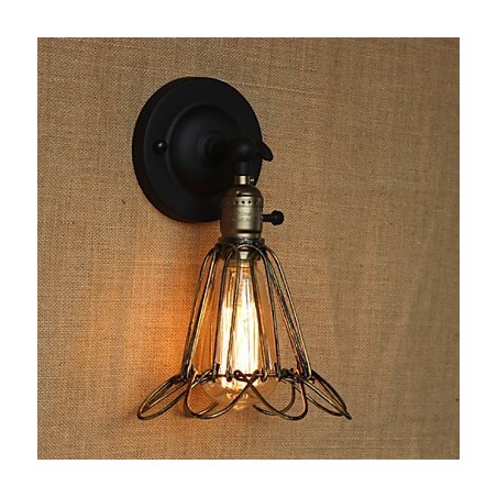 American Industrial Style Fence Iron Mesh Bronze Decorative Wall Sconce