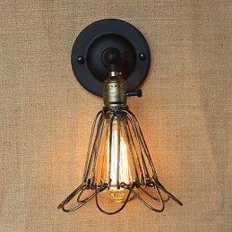 American Industrial Style Fence Iron Mesh Bronze Decorative Wall Sconce