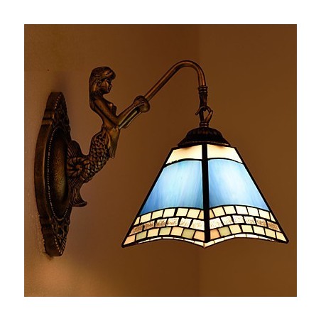 European Mediterranean Contracted Rural Creative Wrought Iron Wall Lamp Glass Lights