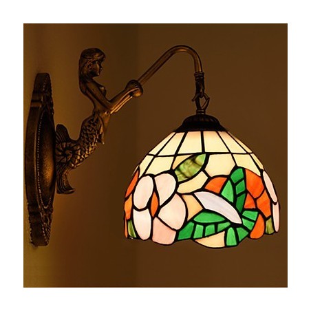 European Contracted Rural Creative Wrought Iron Wall Lamp Glass Lights
