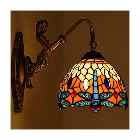 European Contracted Rural Creative Wrought Iron Wall Lamp Glass Lights