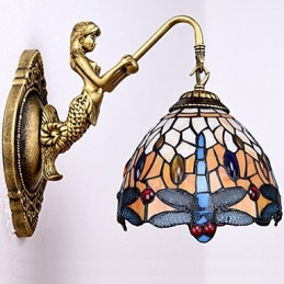 European Contracted Rural Creative Wrought Iron Wall Lamp Glass Lights