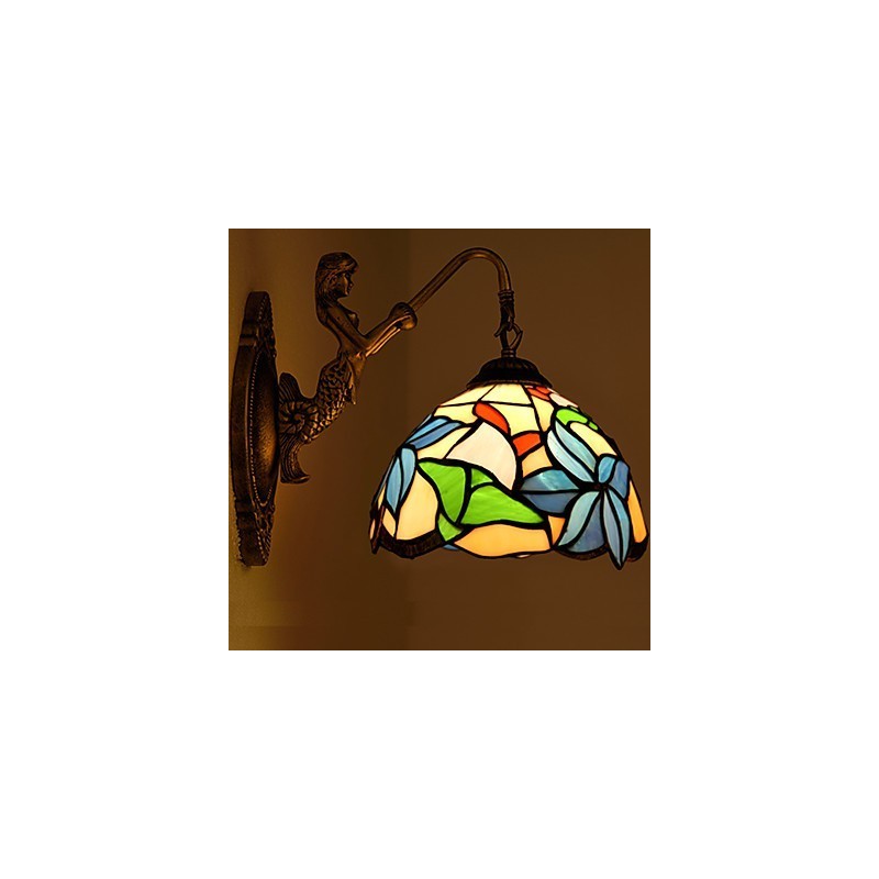 European Contracted Rural Creative Wrought Iron Wall Lamp Glass Lights