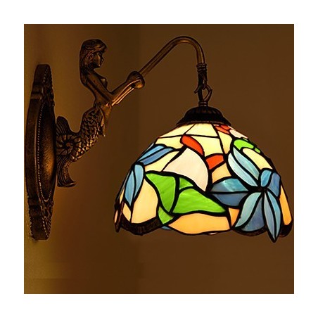 European Contracted Rural Creative Wrought Iron Wall Lamp Glass Lights
