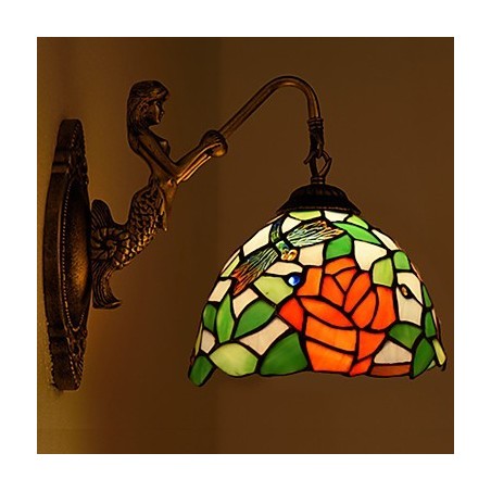 European Contracted Rural Creative Wrought Iron Wall Lamp Glass Lights