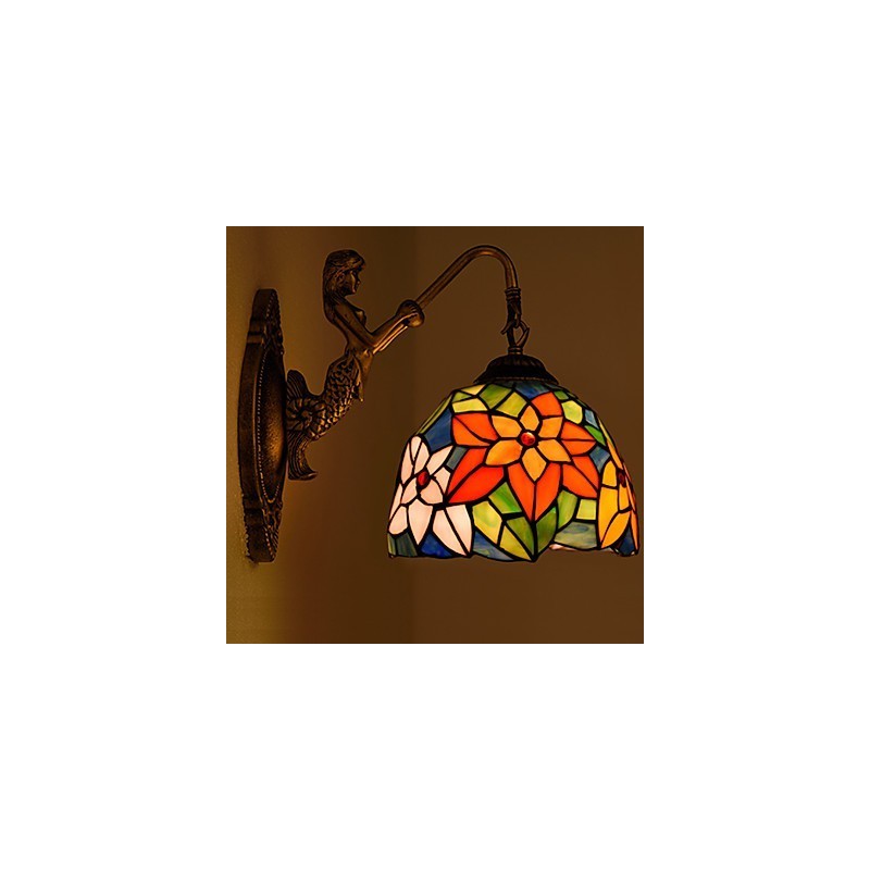 European Contracted Rural Creative Wrought Iron Wall Lamp Glass Lights