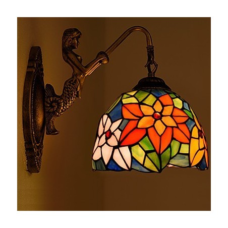 European Contracted Rural Creative Wrought Iron Wall Lamp Glass Lights
