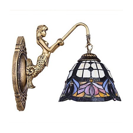 European Contracted Rural Creative Wrought Iron Wall Lamp Glass Lights