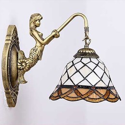European Contracted Rural Creative Wrought Iron Wall Lamp Glass Lights