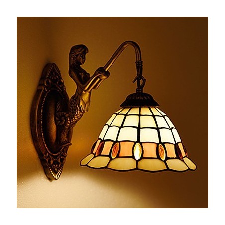 European Contracted Rural Creative Wrought Iron Wall Lamp Glass Lights