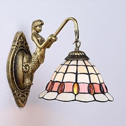 European Contracted Rural Creative Wrought Iron Wall Lamp Glass Lights