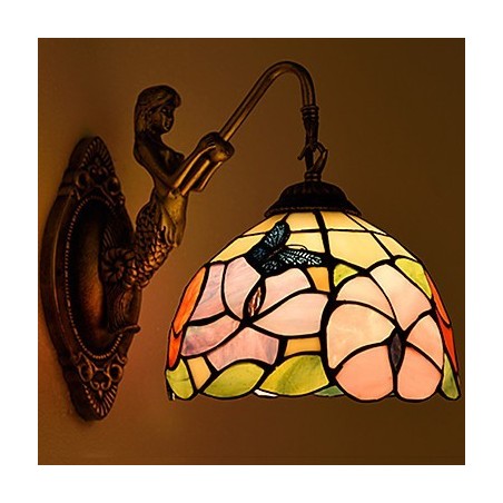 European Contracted Rural Creative Wrought Iron Wall Lamp Glass Lights
