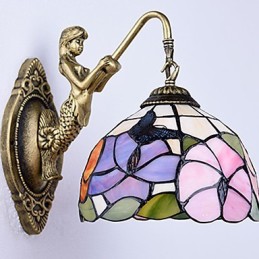 European Contracted Rural Creative Wrought Iron Wall Lamp Glass Lights