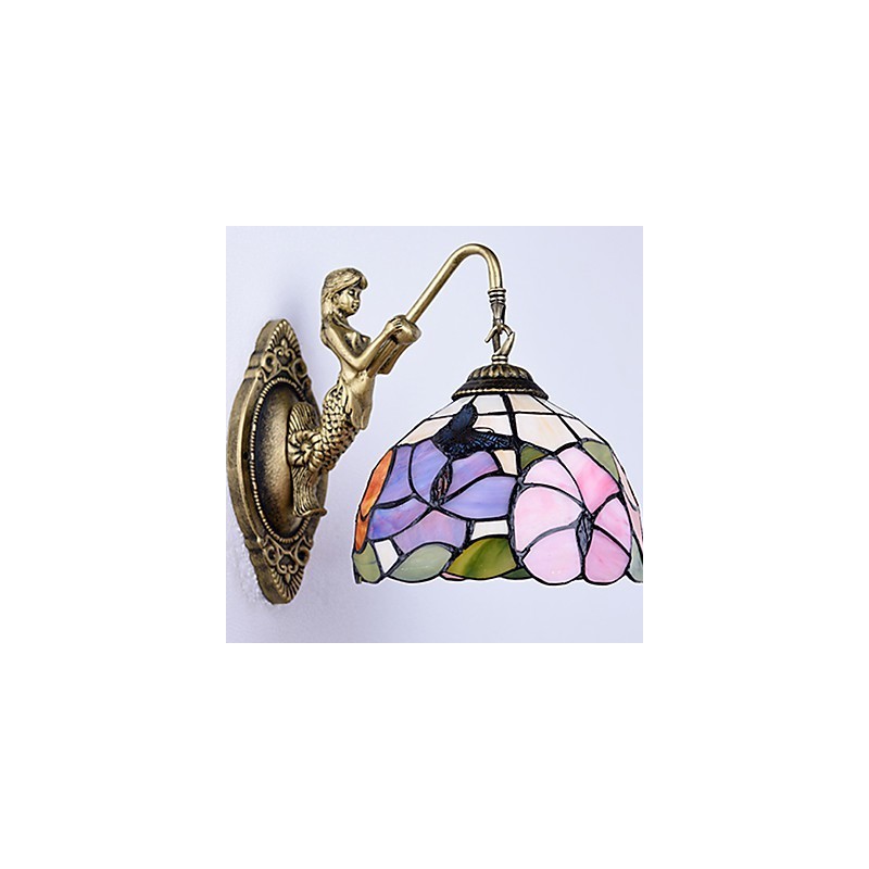 European Contracted Rural Creative Wrought Iron Wall Lamp Glass Lights