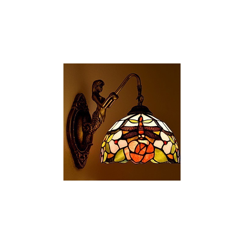 European Contracted Rural Creative Wrought Iron Wall Lamp Glass Lights