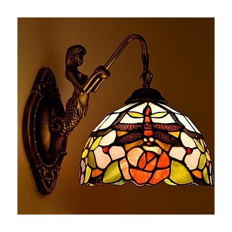 European Contracted Rural Creative Wrought Iron Wall Lamp Glass Lights
