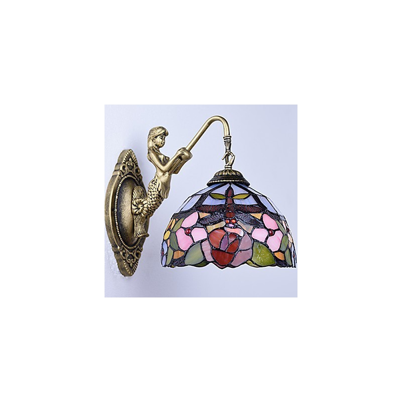 European Contracted Rural Creative Wrought Iron Wall Lamp Glass Lights