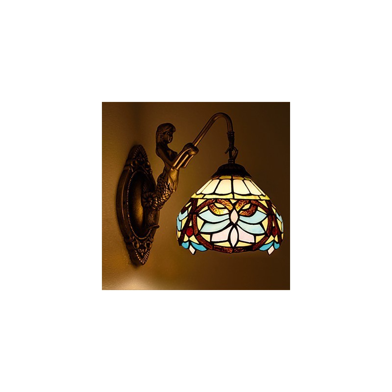European Contracted Rural Creative Wrought Iron Wall Lamp Glass Lights