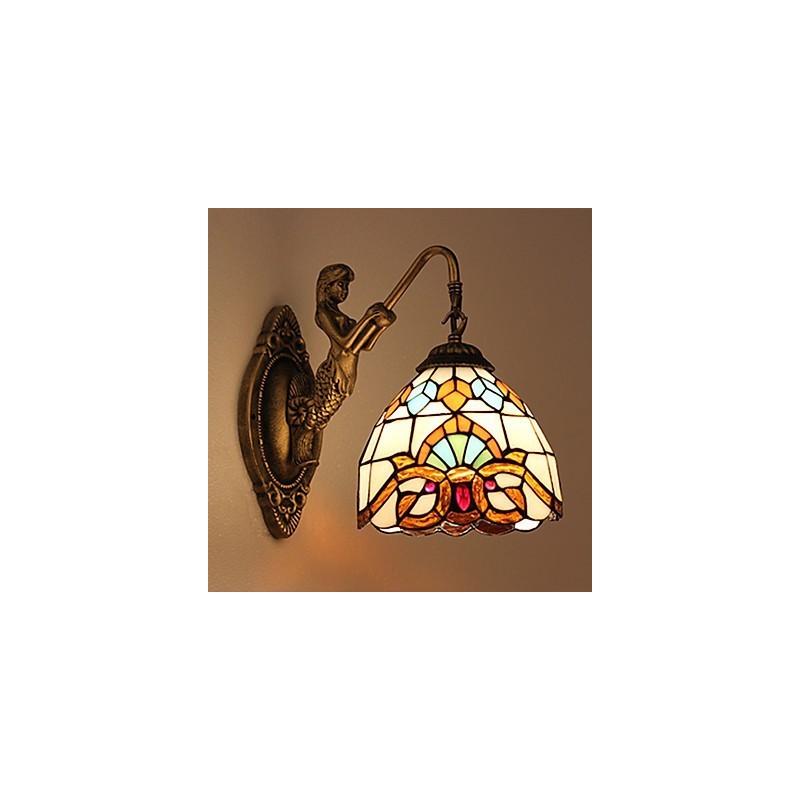 European Contracted Rural Creative Wrought Iron Wall Lamp Glass Lights