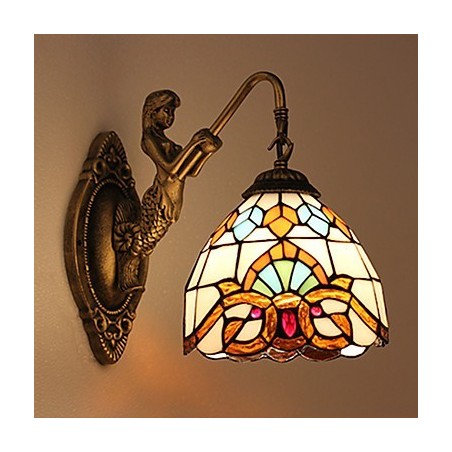 European Contracted Rural Creative Wrought Iron Wall Lamp Glass Lights