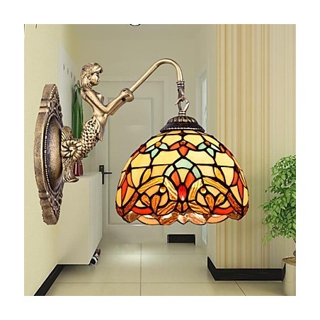 European Contracted Rural Creative Wrought Iron Wall Lamp Glass Lights