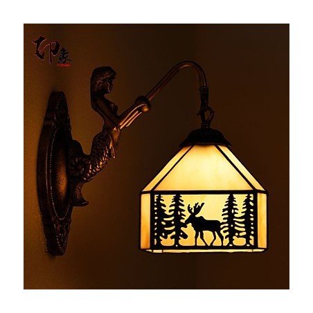 Christmas Deer European Contracted Rural Creative Wrought Iron Wall Lamp Glass Lights