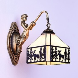 Christmas Deer European Contracted Rural Creative Wrought Iron Wall Lamp Glass Lights