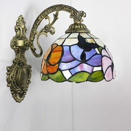 European Mediterranean Contracted Rural Creative Wrought Iron Wall Lamp Glass Lights