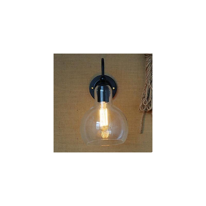 Modern Restaurant Adornment Wall Lamp Wrought Iron Glass