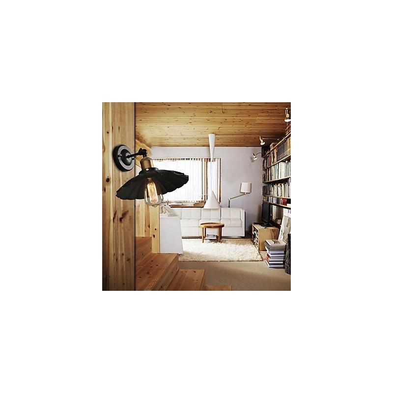 Ccreative Staircase Restoring Ancient Ways Single Head Black Dress Wrought Iron Wall Lamp