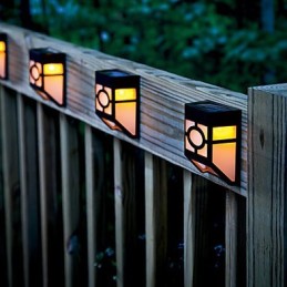 Warm Yellow Solar Powered Wall Mount 2 Lantern Light Deck Lamp