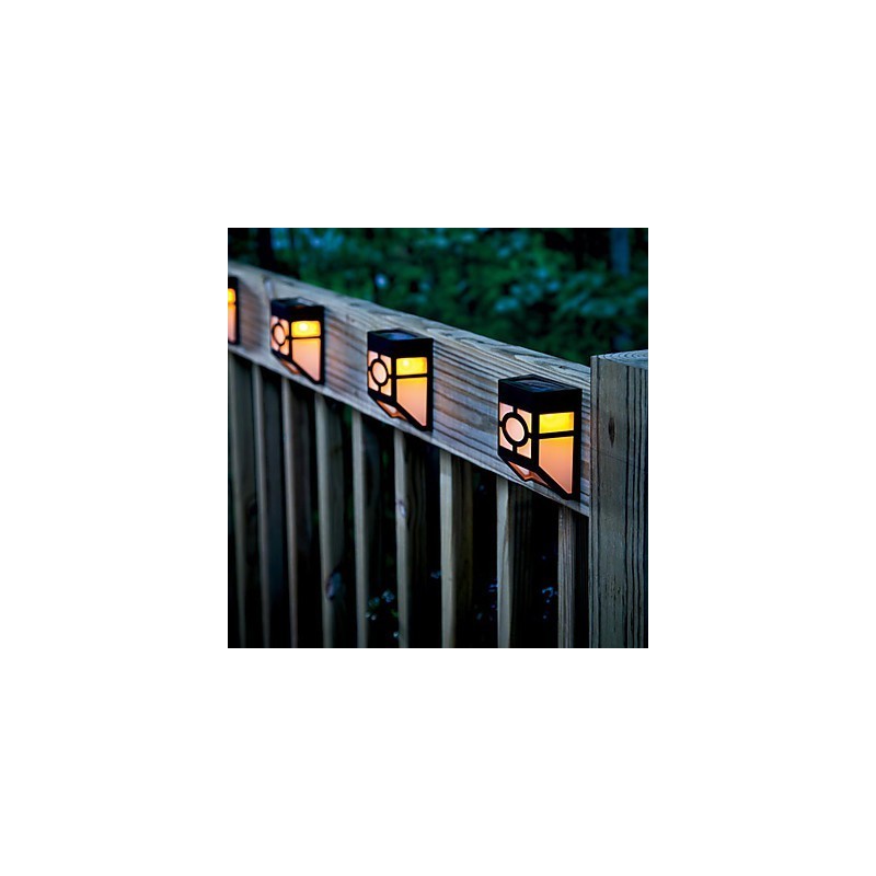 Warm Yellow Solar Powered Wall Mount 2 Lantern Light Deck Lamp