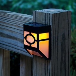 Warm Yellow Solar Powered Wall Mount 2 Lantern Light Deck Lamp