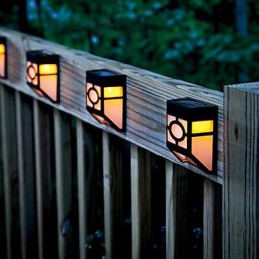 Warm Yellow Solar Powered Wall Mount 2 Lantern Light Deck Lamp