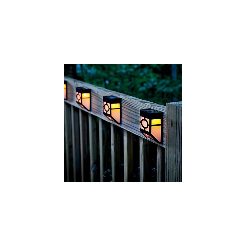 Warm Yellow Solar Powered Wall Mount 2 Lantern Light Deck Lamp