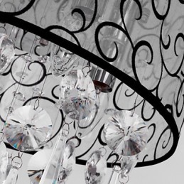 Modern Contemporary Drum Crystal Electroplated Metal Flush Mount