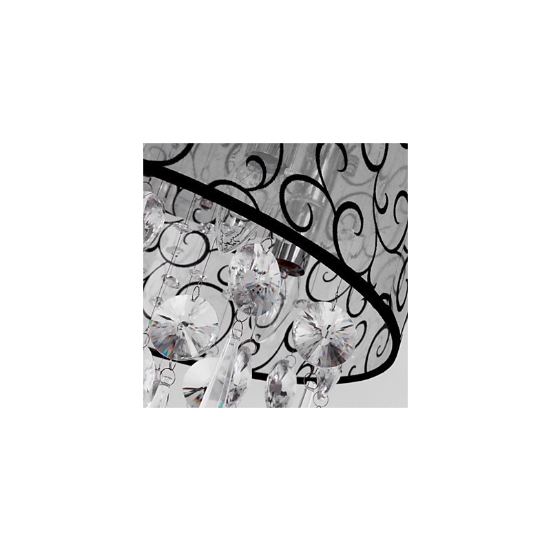 Modern Contemporary Drum Crystal Electroplated Metal Flush Mount