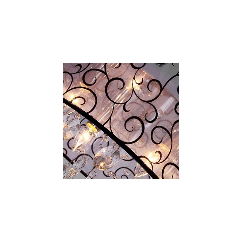 Modern Contemporary Drum Crystal Electroplated Metal Flush Mount