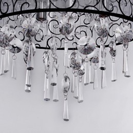 Modern Contemporary Drum Crystal Electroplated Metal Flush Mount