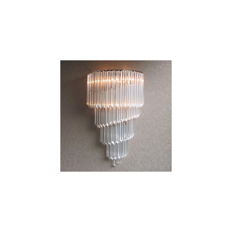 Chrome Finish Wall Light with Crystal Glass Strips and 3 Lights
