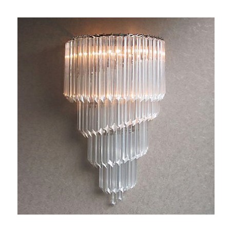 Chrome Finish Wall Light with Crystal Glass Strips and 3 Lights