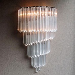 Chrome Finish Wall Light with Crystal Glass Strips and 3 Lights