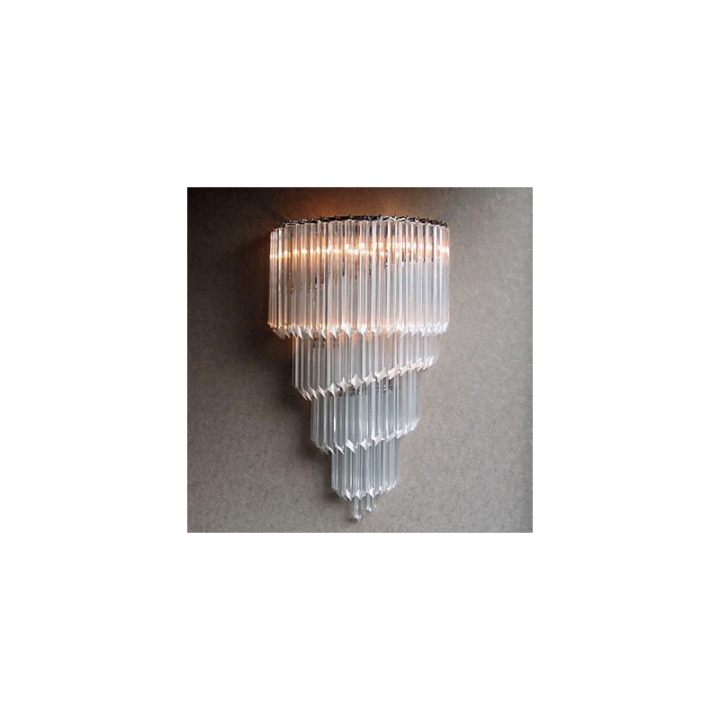 Chrome Finish Wall Light with Crystal Glass Strips and 3 Lights