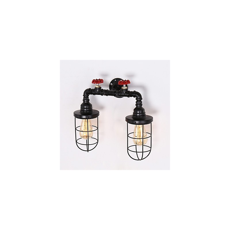 Vintage Industrial Pipe Wall Lights Black Creative Lights Restaurant Cafe Bar Decoration lighting With 2 Light Painted Finish