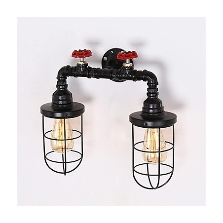 Vintage Industrial Pipe Wall Lights Black Creative Lights Restaurant Cafe Bar Decoration lighting With 2 Light Painted Finish